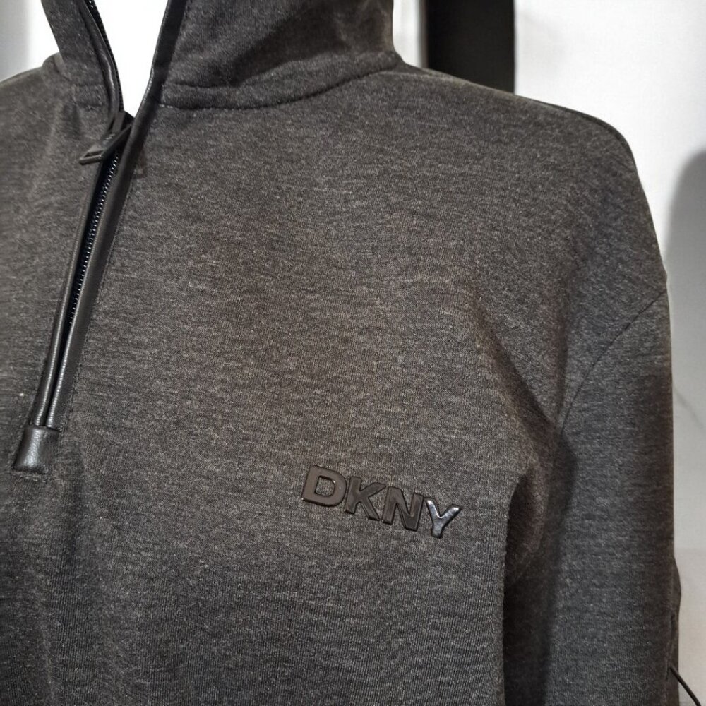 Men’s DKNY Fleece Sweater Pull Over Dark Grey Size Medium NWT - Picture 4 of 11
